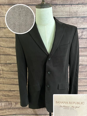 Banana Republic Blazer Mens 42R Brown Herringbone Cotton Lined Sport Coat Jacket - Изображение 1 из 4