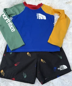 2 Pieces TODDLER Swimming rashguard Outfit  Multi-Color  Shirt & Trunks 4T - Picture 1 of 11