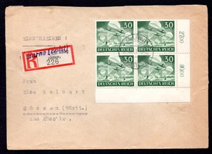 GERMANY 1943 WARTIME REGISTERED COVER MARNE, HOLSTEIN TO SÜSSEN (WURTT.) - Picture 1 of 2