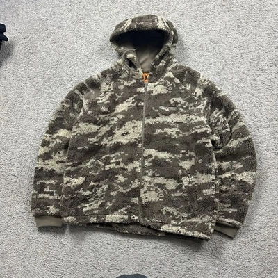 Field Stream Camo Hunting Coat Jacket Fleece Men XL Brown Hooded Double Lined - Image 1 of 4