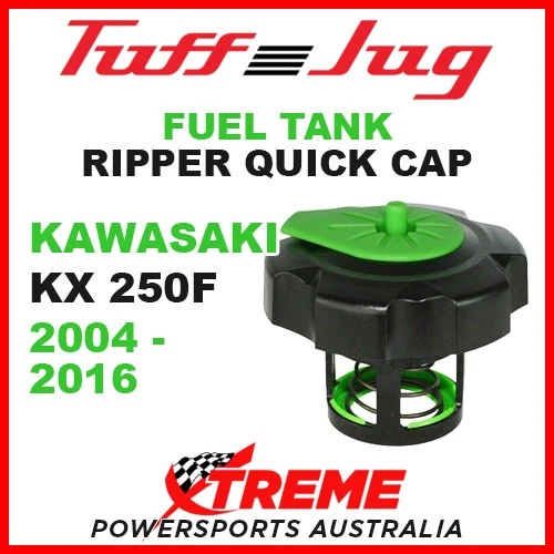 Kawasaki KX250F KXF250 2004-2016 tanque de combustible gasolina jarra tapa rápida negro verde Foto 1 de 3