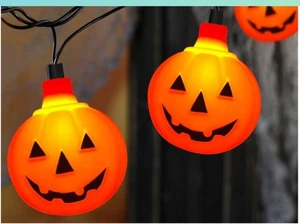10 Ct Halloween Pumpkin String Lights Orange Jack O Lantern Party Decoration - Picture 1 of 3