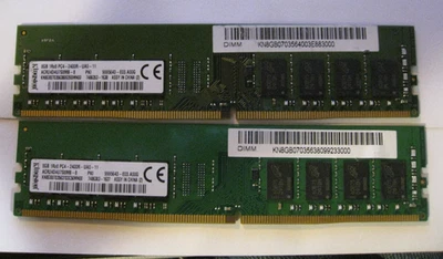 2x Kingston 8GB 1RX8 PC4-2400R-UA0-11 DDR4-19200 UDIMM  Desktop RAM 16GB total - Image 1 of 3