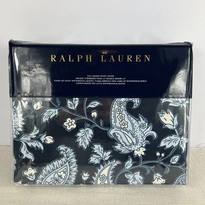Ralph Lauren Delphone Paisley Duvet Cover Full Queen Navy Blue 100% Cotton NEW - Image 1 of 4