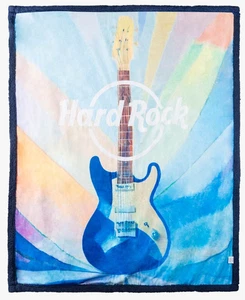 Hard Rock Guitar Blanket Sherpa Fleece Watercolour Cafe 50" x 60" BNWT Multi - Picture 1 of 6