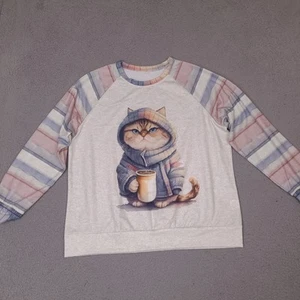 Sweatshirt Katze Winter Motiv Damen XL Kitty Humor Langarm - Bild 1 von 13
