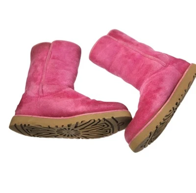 UGG Australia Michelle Womens Boots Size 8 Pink Leather Suede Lined Pull On Boot - Image 1 of 4