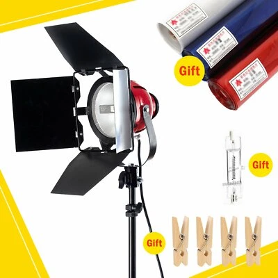 MEKING Kit Luci Testa Rossa Continua 800W 3 Gel Filtro Colore 4 Clip Legno + Lampadina