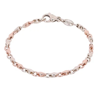 10k Rose & White Gold Handmade Fashion Link Bracelet 8" 4mm 9.1 grams - Image 1 of 4