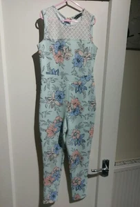 Candy Couture Girls Green Floral Sleeveless Jumpsuit  Age 9Y Polyester Lace #K - Picture 1 of 6