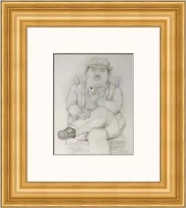 Fernando Botero Hombre Sentado Estampado enmarcado Personalizado - Imagen 1 de 2