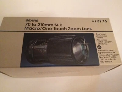 Sears 70 To 210mm F4.0 Macro/ One-Touch Zoom Lens.  #373776 NEW in Box NOS - Image 1 of 4