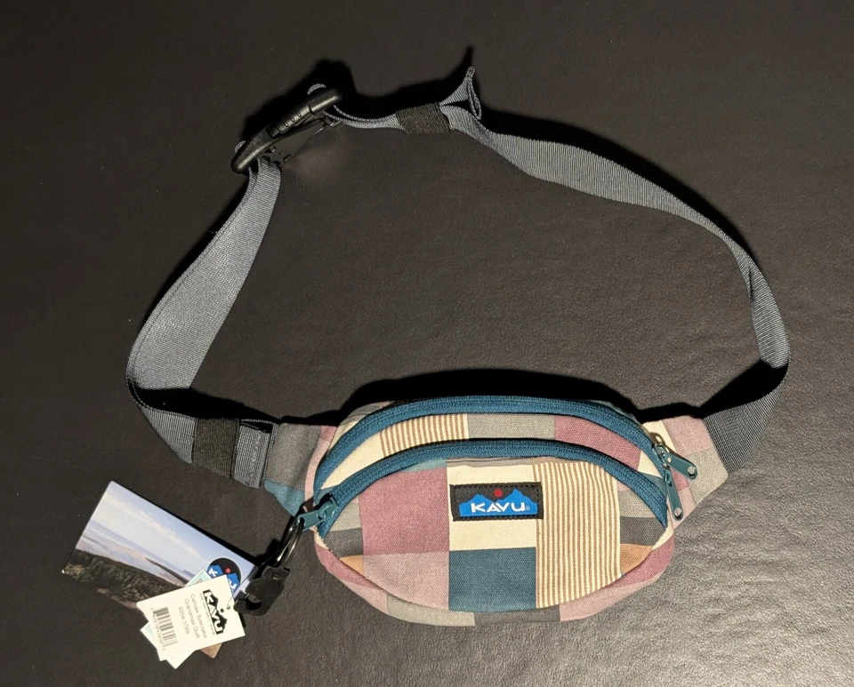 KAVU Canvas Spectator Belt Bag Hip Fanny Pack Canvas Grandmas Quilt