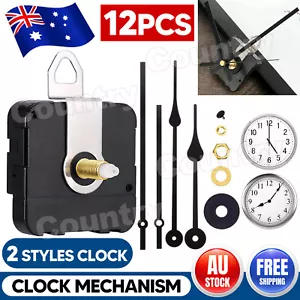 12pcs Wall Clock Quartz Movement Motor Mechanism Long Spindle Hands Repair Kit - Picture 1 of 9