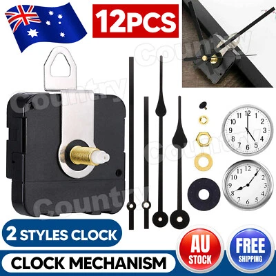 12pcs Wall Clock Quartz Movement Motor Mechanism Long Spindle Hands Repair Kit - image 1 of 4