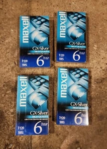 Maxell T-120 GX-Silver VHS Tapes (Lot of 4) Blank and Sealed 6 hour High Quality - Picture 1 of 4