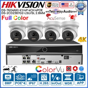 Hikvision 4CH 8MP ColorVu Home CCTV System Kit 4POE NVR MIC Speaker Lot AcuSense - Picture 1 of 28