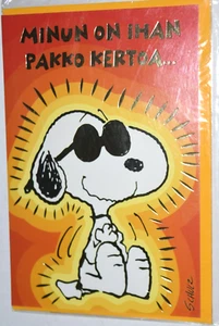 Vintage, finnische Peanuts Farbe Grusskarte "Snoopy Joe Cool" (4,25" x 6,25") Neu - Bild 1 von 4