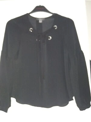 Ladies Black Blouse With Eyelet Detail. - Image 1 of 4