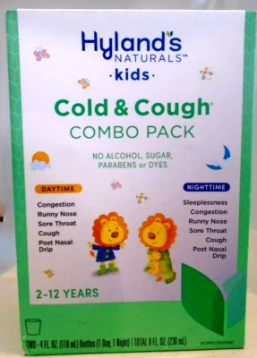 Paquete combinado Hyland's Natural Kids día y noche resfriado y tos 4 fl oz edades 2-12 Foto 1 de 3