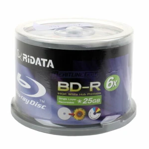 50er-Pack RiData 6X weiß Tintenstrahl HUB bedruckbar BD-R Blu-Ray leere Disc Medien 25 GB - Bild 1 von 3
