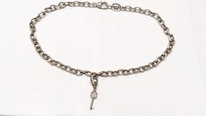 Judith Ripka Sterling Silver 925 NECKLACE HEAVY LINKS 18" KEY CHARM - Picture 1 of 16