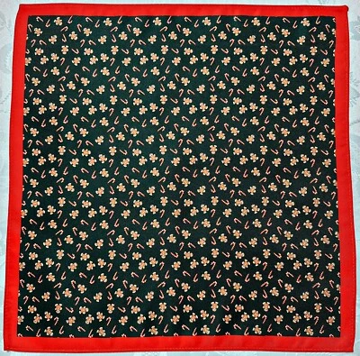 Bufanda Vintage Auténtico Caramelo Arte Rojo Verde 12" Bolsillo Cuadrado Pequeño Foto 1 de 3