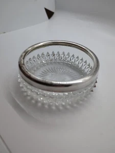 Pressglas & versilberte kleine Schale Schale Aschenbecher EPNS England - Bild 1 von 5