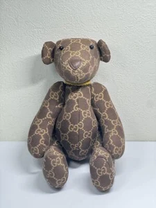 GUCCI Teddybär braun GG Logo Canvas Stofftier ohne Karton gebraucht - Bild 1 von 9