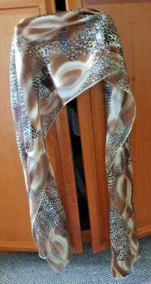 Lightweight scarf - Brown print with glitter tones (155cm long, 32cm wide) Foto 1 de 4