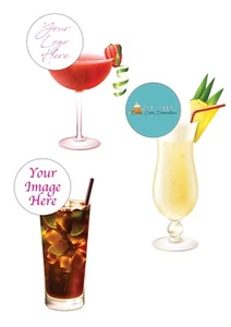 Cocktail Drinks Toppers PERSONALISED Image/Logo Edible Wafer 15 Pre-Cut Round - Picture 1 of 9