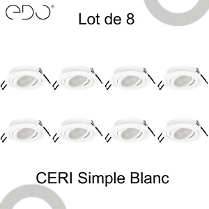 Lot de 8 pièces Spot de plafond encastrable CERI simple blanc rond EDO SOLUTIONS