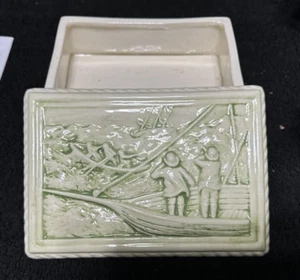 Vintage HERSHEY Ceramic Molds Collectible Box & Lid, Men at Sea, 1981 Signed - Picture 1 of 10