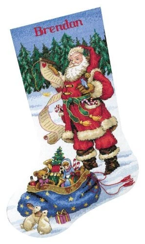 Dimensions D08645 Checking His List Christmas Stocking Counted Cross Stitch Kit