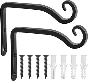 2 Pack 6 Inch Plant Hangers Outdoor Metal Hanging Plant Bracket Bird Feeder Wall - Picture 1 of 12
