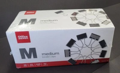 Clips de carpeta medianos Office Depot 12 cajas 144 unidades 825-190 sellados Foto 1 de 4