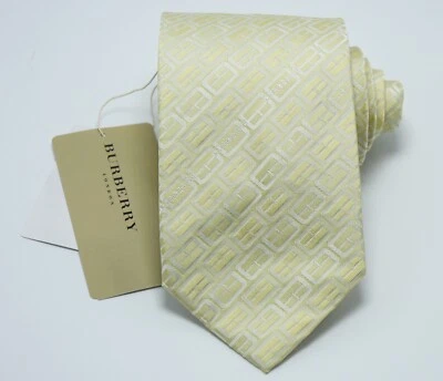 NUEVA Corbata Burberry AMARILLA Hombre 100% Seda Auténtica Hecha en Italia 3.5" 0350231 Foto 1 de 4