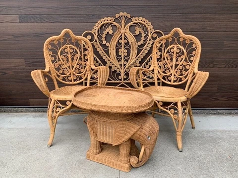 Rare 1970s Boho Chic Wicker Bedroom Set Cover