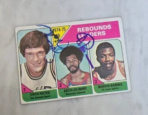 1975-76 TOPPS ABA REBOUNDS LEADER CARD DUAL SIGNED ARTIS GILMORE SWEN NATER 225 - Bild 1 von 1