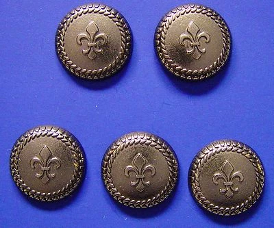 5 botones vintage de metal gris carbón FLEUR DE LIS, 7/8" EXCELENTE ESTADO  Foto 1 de 4