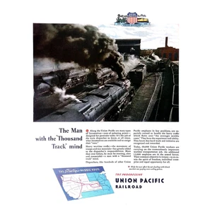 Union Pacific Railroad 1944 Print Ad Experienced Dispatchers WWII 11x14 - Picture 1 of 3