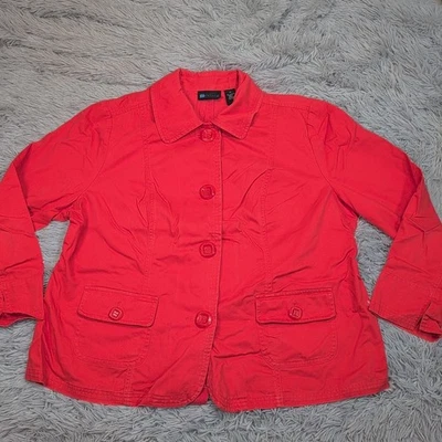 Relativity Jacket Womens 2X Button Up Pockets Comfort Soft Lightweight Cotton - Image 1 of 4