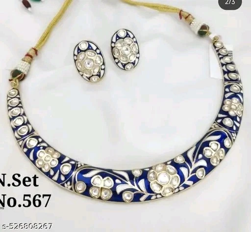 Meenakari Rajasthani Kundan Collar Pendiente Mujer Sari Usar Gargantilla Moda Regalo Foto 1 de 1