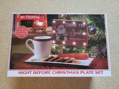 Mr Christmas Night Before Christmas Plate & Mug Tabletop Set with LED Santa Sign - Image 1 of 4