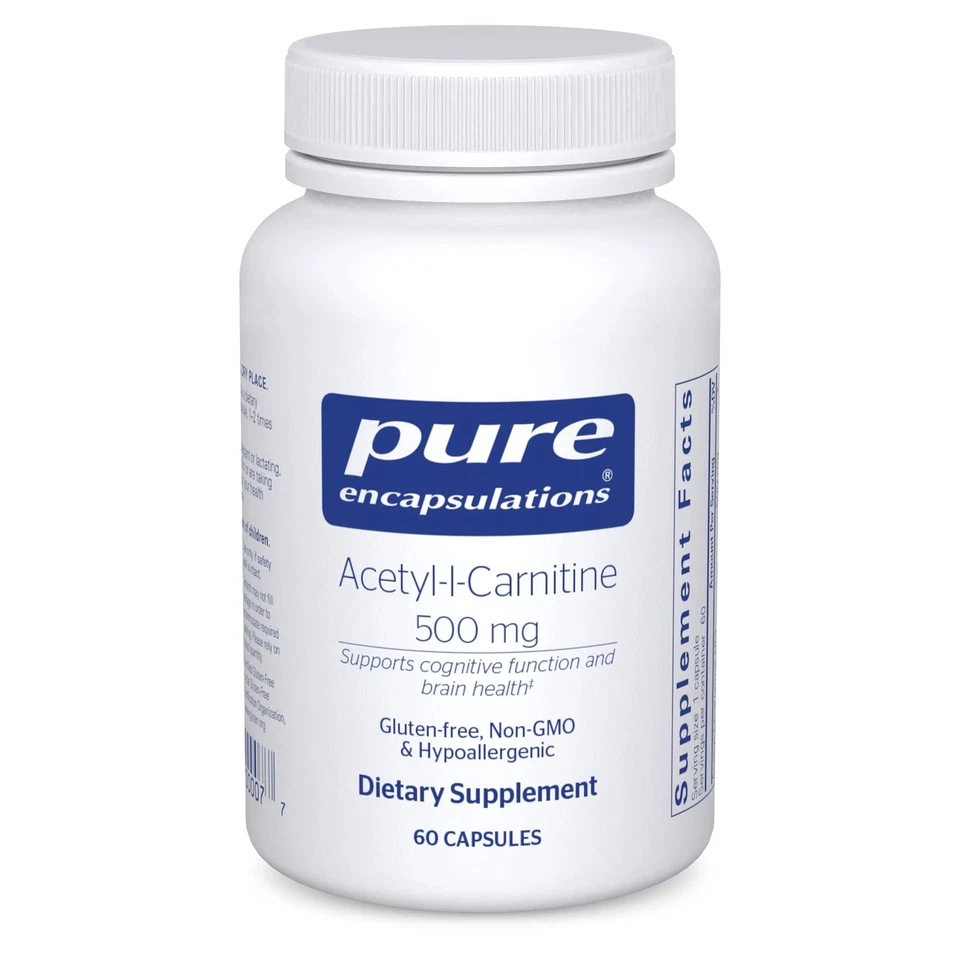 Pure Encapsulations Acetyl-l-Carnitine 500 mg - 60 Capsules (Exp Date 01/2026) - Image 1 of 1