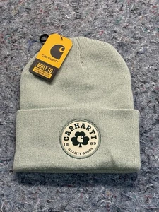 Carhartt Beanie Strick Grün Kleeblatt Patch St Patricks Day Edition Mütze Neu mit Etikett - Bild 1 von 5