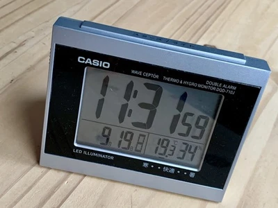 Casio DQD-710J Alarm Clock with Thermo and Hygro Monitor Wave Ceptor - Image 1 of 4