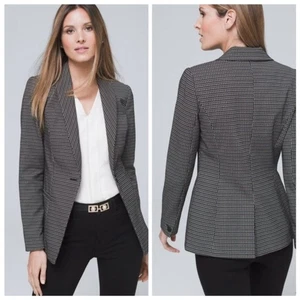 Mercado Negro Casa Blanca WHBM ¡NUEVO CON ETIQUETAS LAVABLE! Chaqueta Chal-Cuello Rejilla Negro Crudo 10 - Imagen 1 de 8