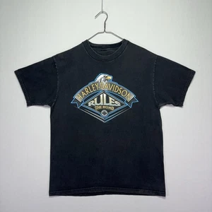 Camisa Harley-Davidson de Colección Años 90 - Rules The Road - Negra - Para Hombre MEDIANA/GRANDE - Imagen 1 de 8
