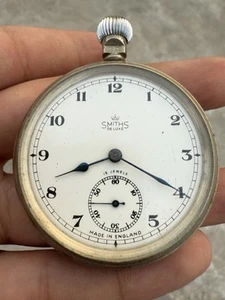 Antique 1940’s Smiths De Luxe Manual-Wind Made In England Military Pocket Watch - Picture 1 of 19